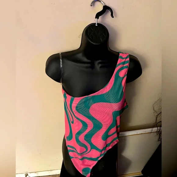 AKIRA Tops Akira Label Not That Deep One Shoulder Mesh